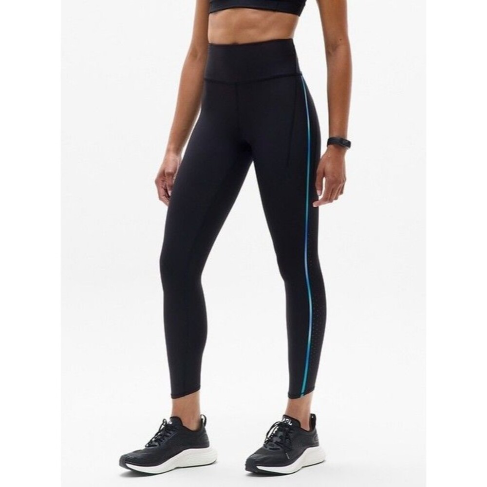 Athleta Pacesetter Ombré 7/8 Tight Leggings S Regular High Rise Black Blue